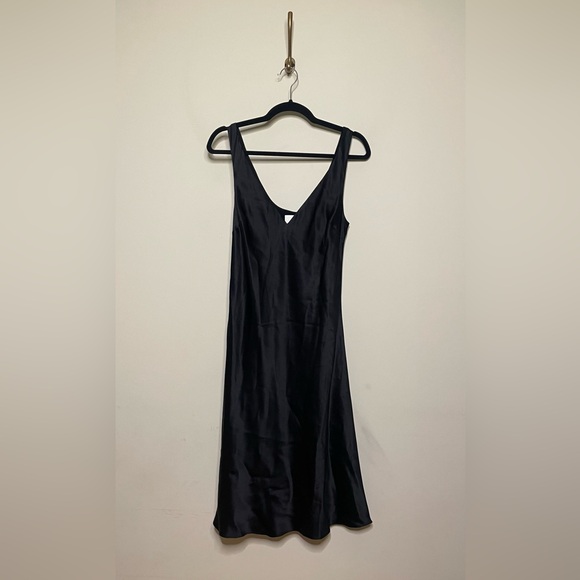 Reformation Lila V-Neck Satin Dress in Black - Picture 4 of 7